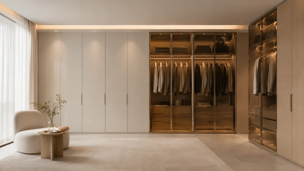 Vestidores con puertas de cristal