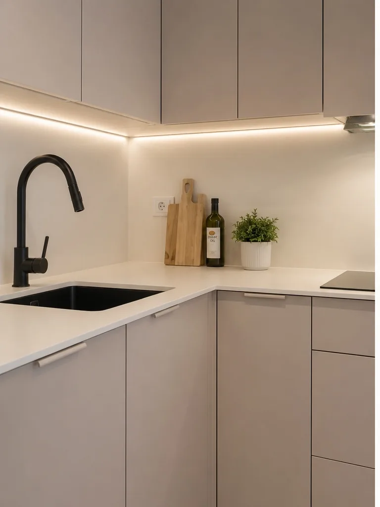 Una cocina abierta y luminosa donde cada centímetro cuenta