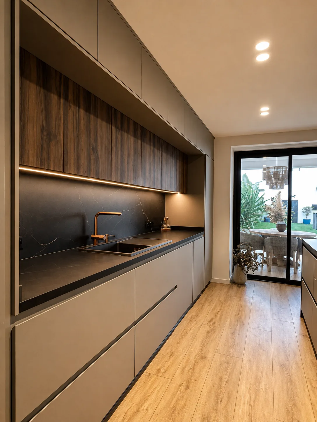 Una cocina abierta al salón, diseñada como parte de la arquitectura