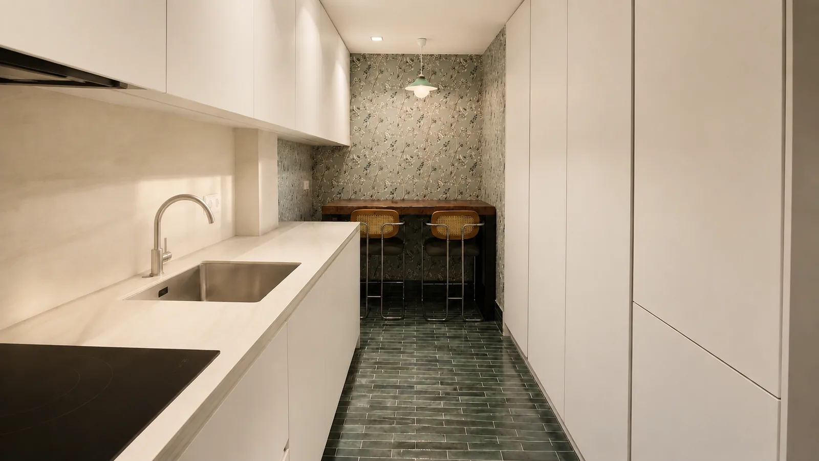 Una cocina estrecha que lo integra todo