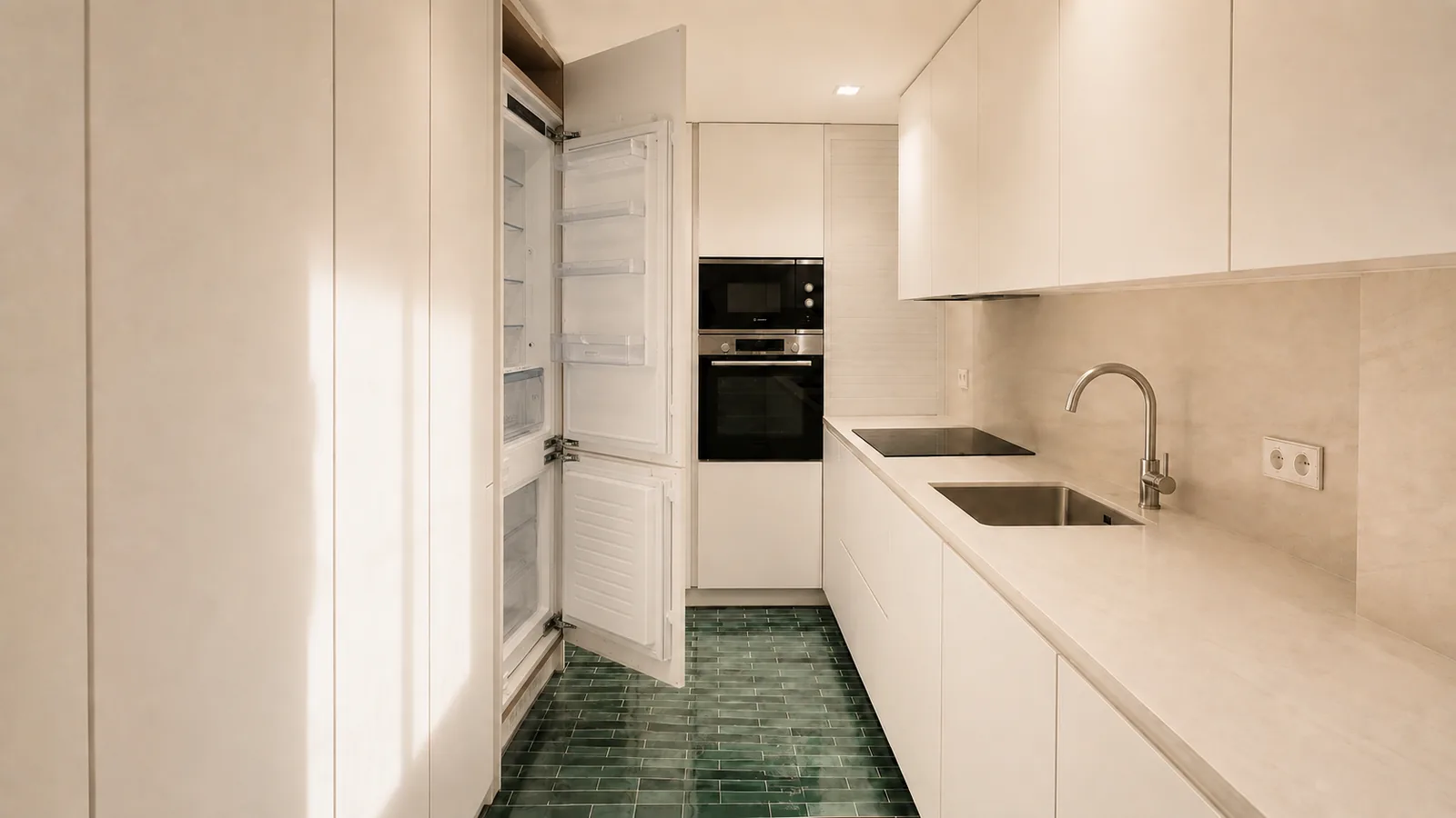 Una cocina estrecha que lo integra todo