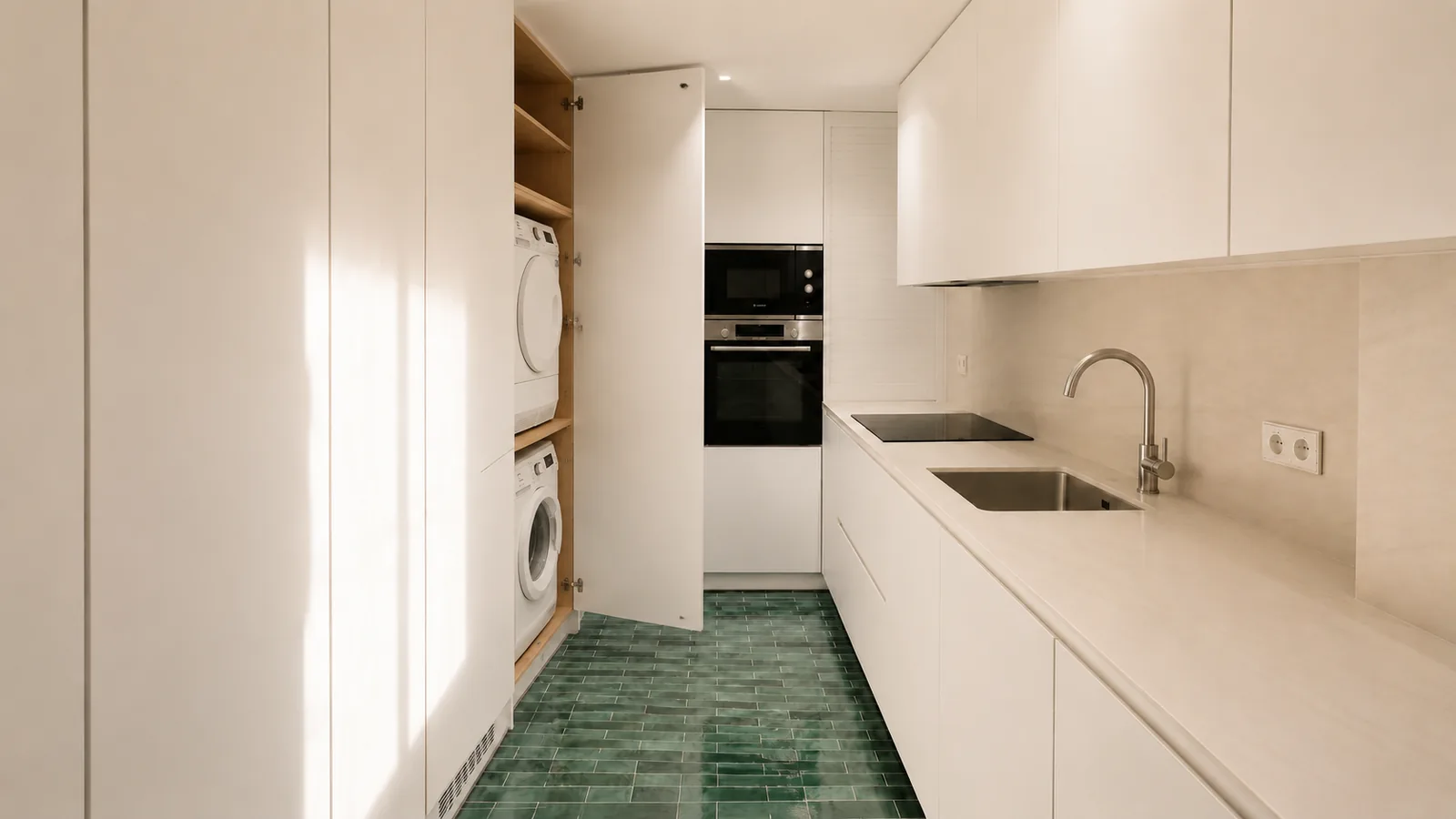 Una cocina estrecha que lo integra todo