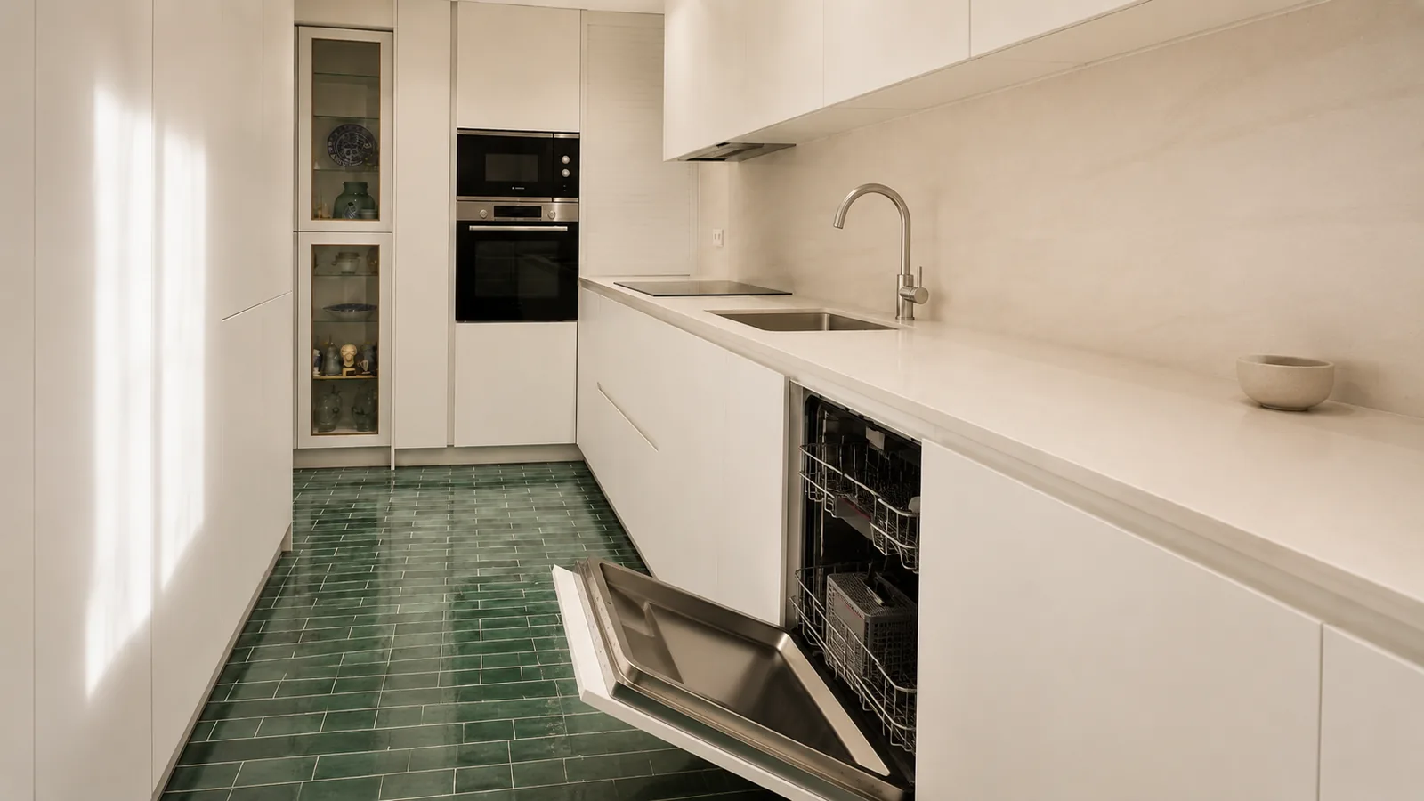 Una cocina estrecha que lo integra todo