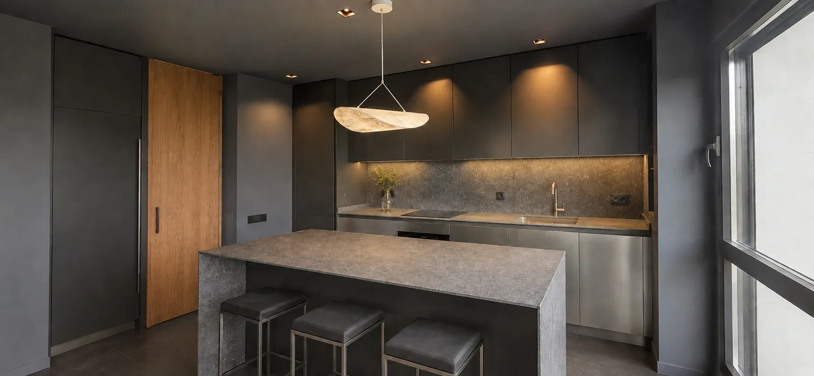 El contraste que convierte una cocina en una pieza contemporánea