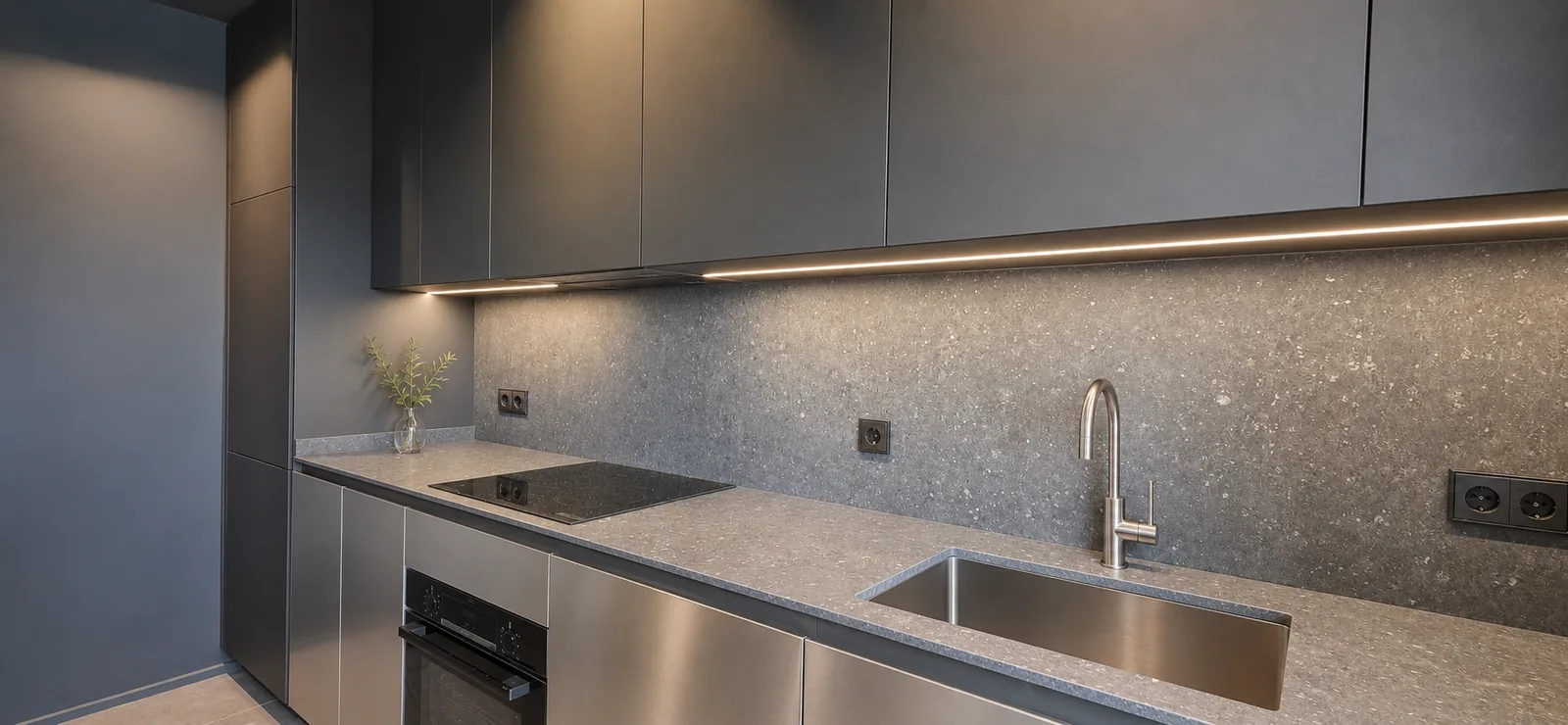 El contraste que convierte una cocina en una pieza contemporánea